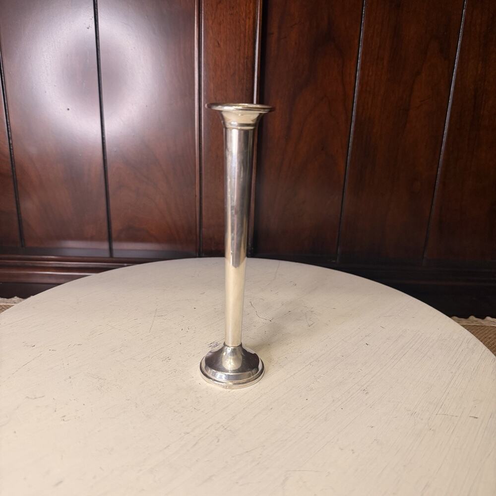 Wallace Sterling Silver Trumpet Bud Vase Weighted Reinforced 6”